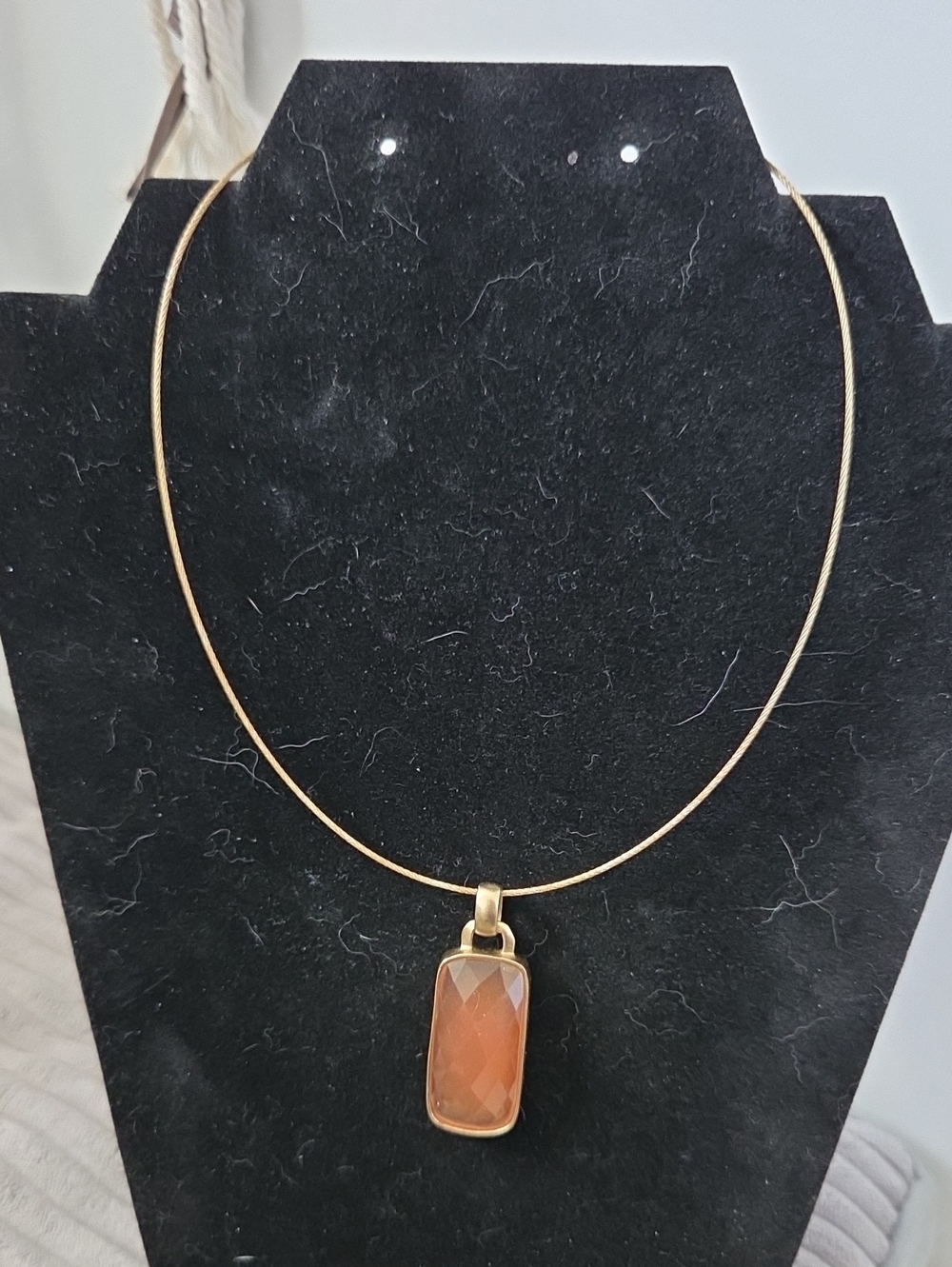Anne Klein Gold-Tone Necklace with Orange Faceted Pendant
